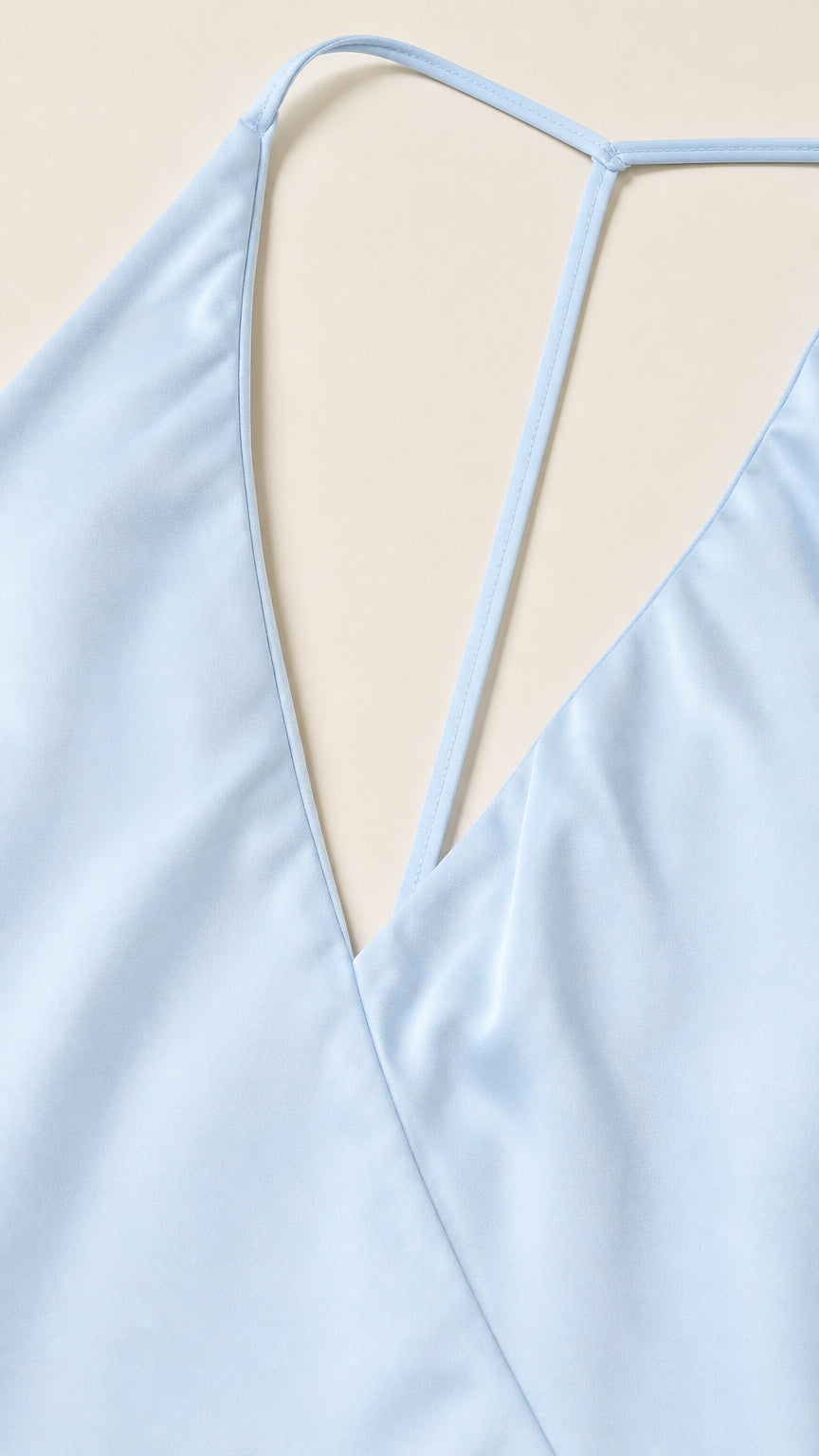 Close up of plunging V-neckline and fabric texture
