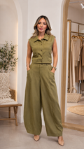 Amelia Sleeveless Utility Top & Wide-Leg Pants Two-Piece Set