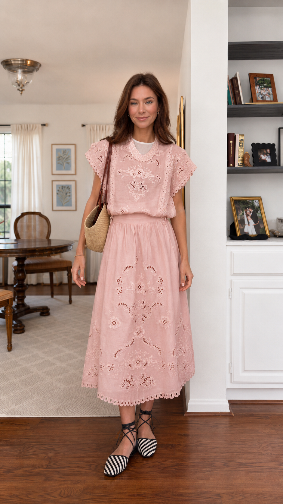 Eyelet Embroidery Two Piece Set