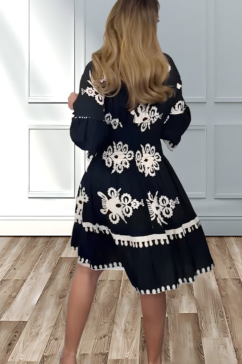 V-Neck Printed Dress