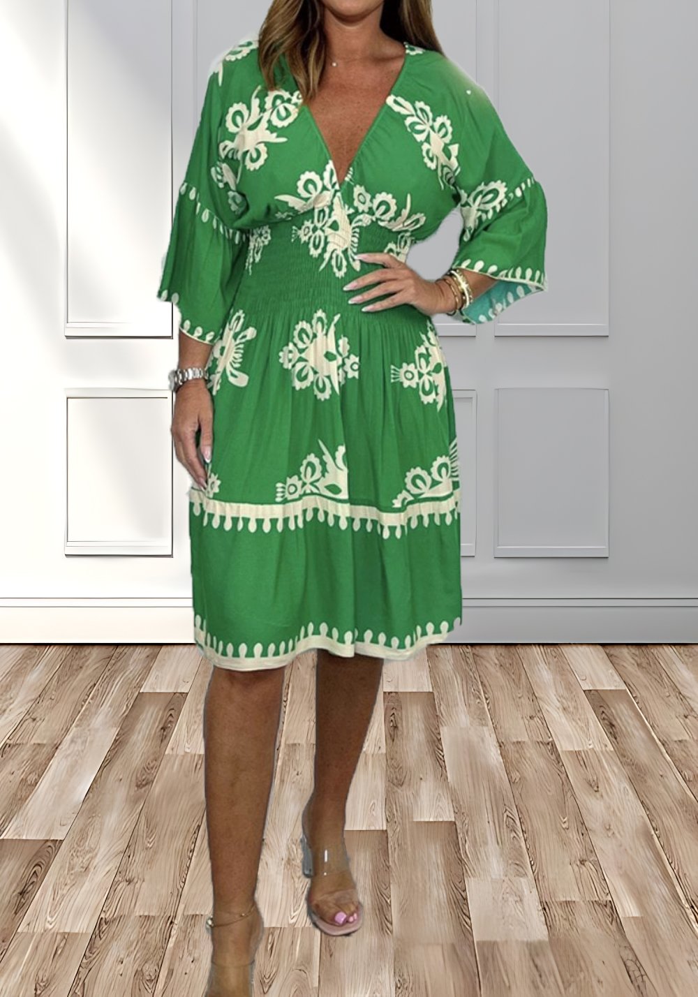 V-Neck Printed Dress