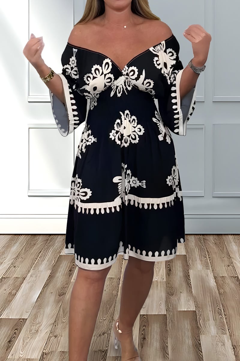 V-Neck Printed Dress