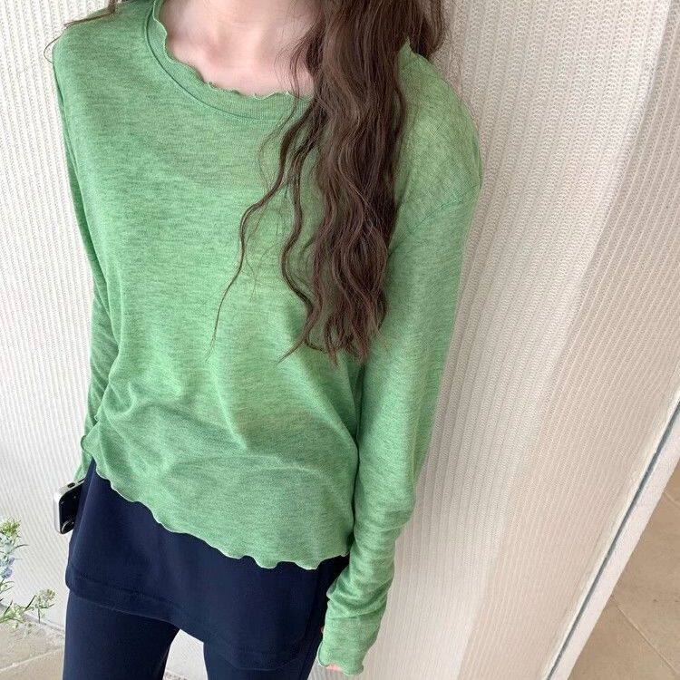 Slim-Fit Ruffled-Neck Lightweight Top