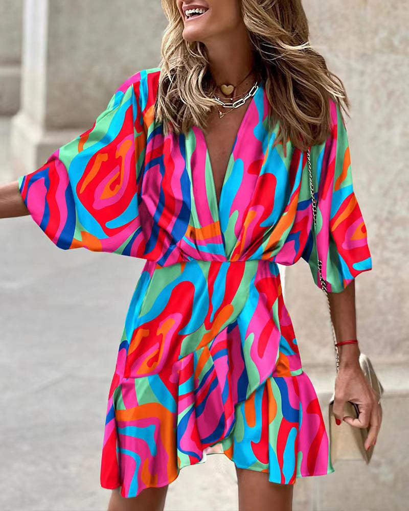Comfortable Casual Waist Slim V-Neck Dress