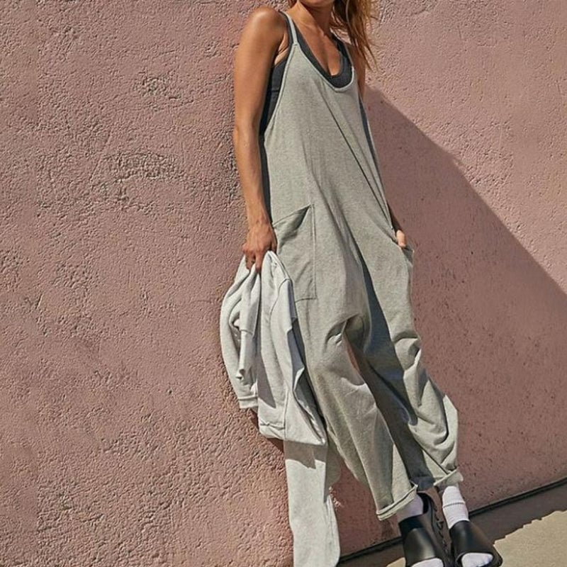 Wide Leg Jumpsuit With Pockets - Rakkiss