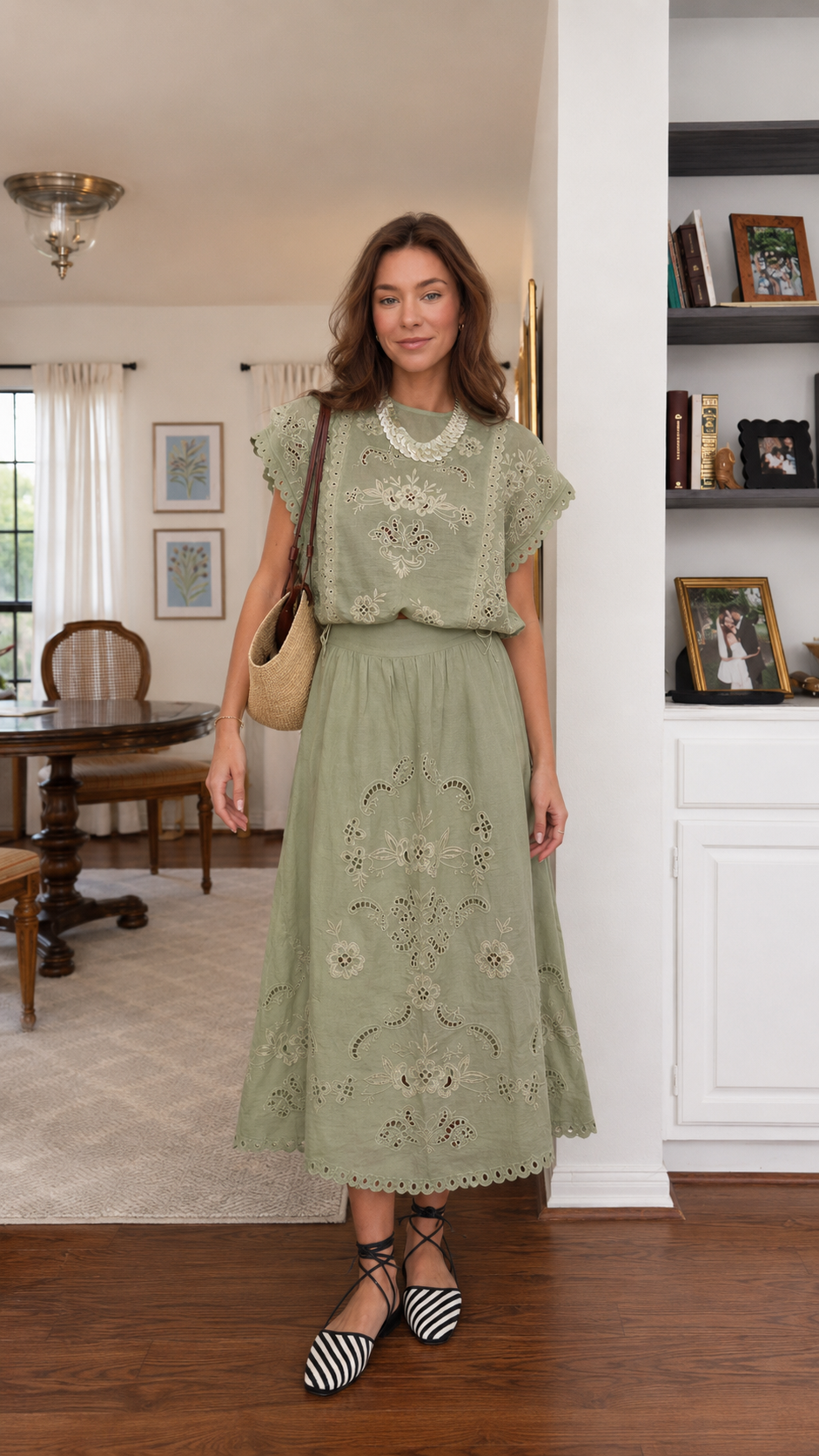 Eyelet Embroidery Two Piece Set