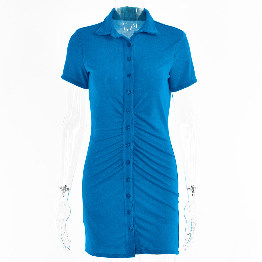 Slim-Fit Short-Sleeve Cardigan Single-Breasted Mid-Length Top