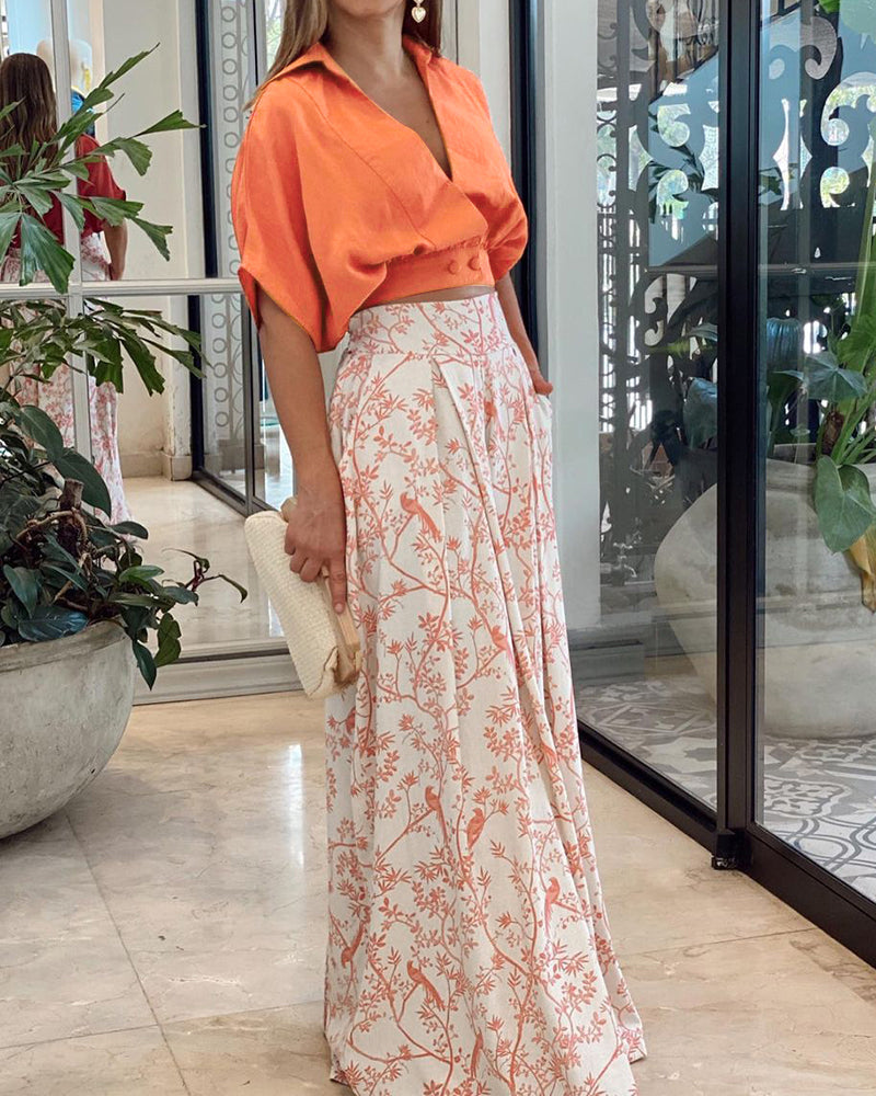 Floral Print Loose Two Piece Set