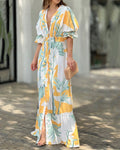 Puff Sleeve Printed Dress