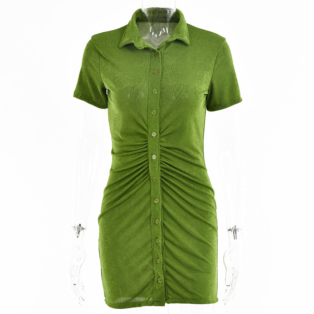 Slim-Fit Short-Sleeve Cardigan Single-Breasted Mid-Length Top
