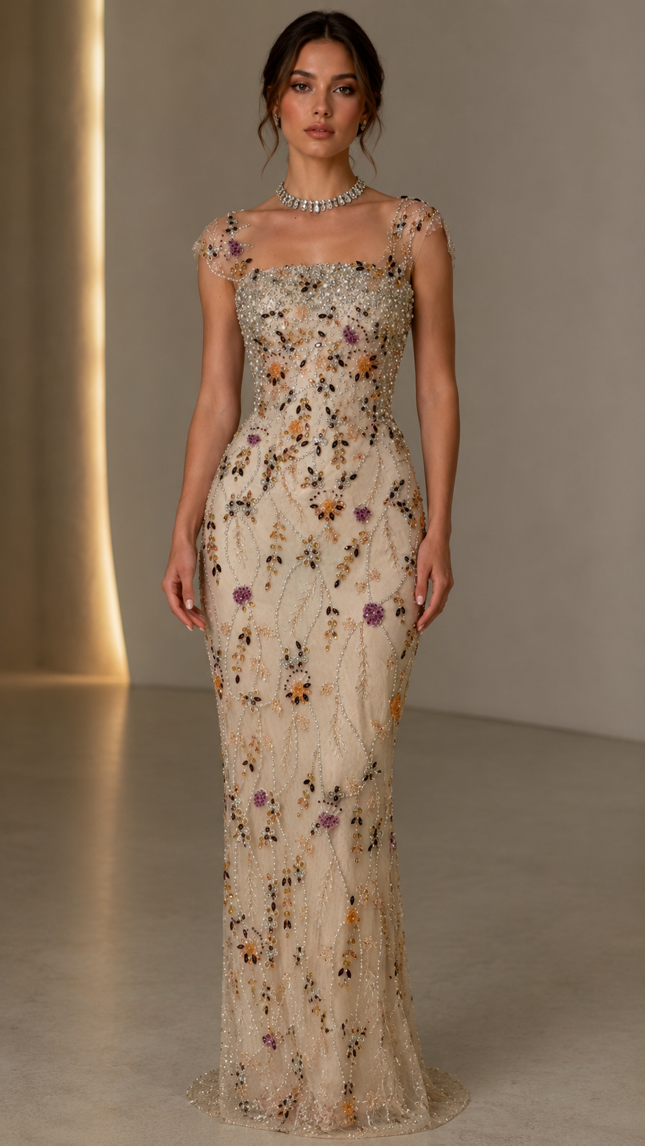 Celestia Beaded Evening Gown