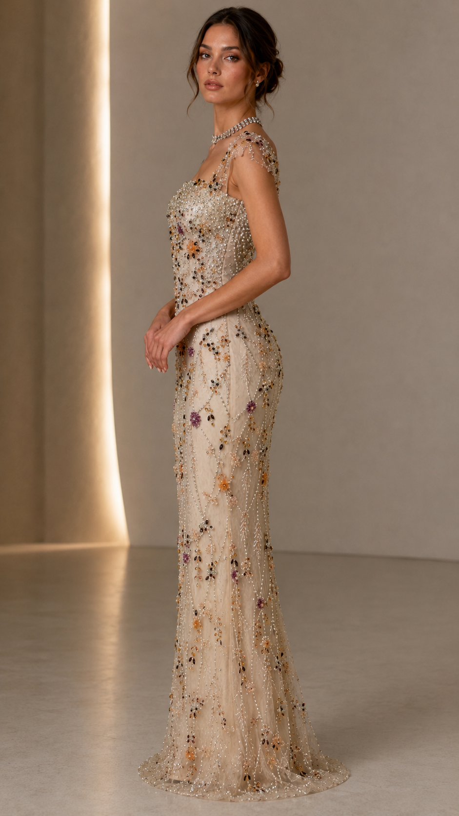 Celestia Beaded Evening Gown