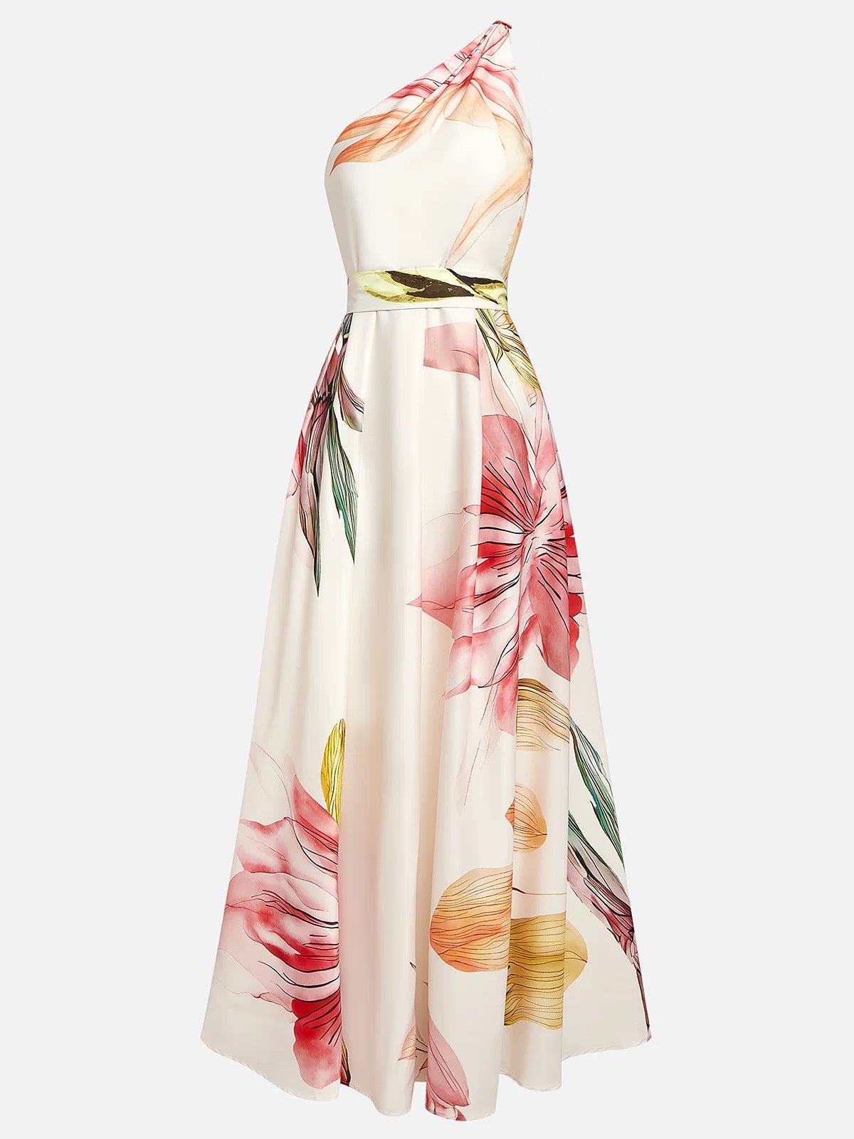 Elegant Floral Halter Maxi Dress