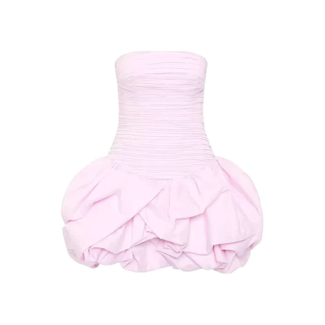 Strapless Pleated Playful Short Mini Dress