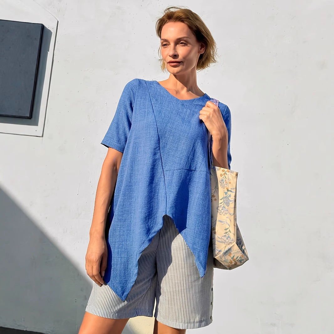 Women's Casual Loose Round Neck Short Sleeve