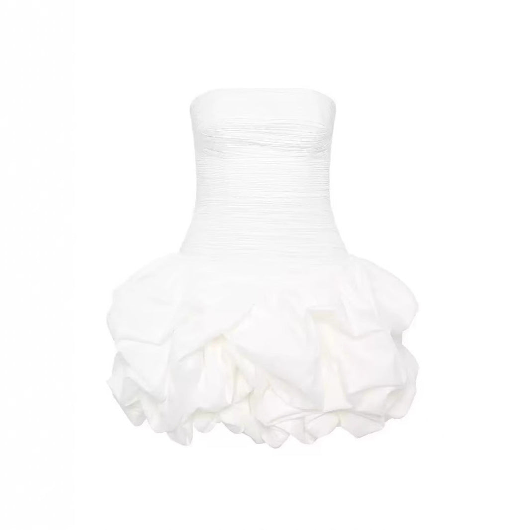 Strapless Pleated Playful Short Mini Dress