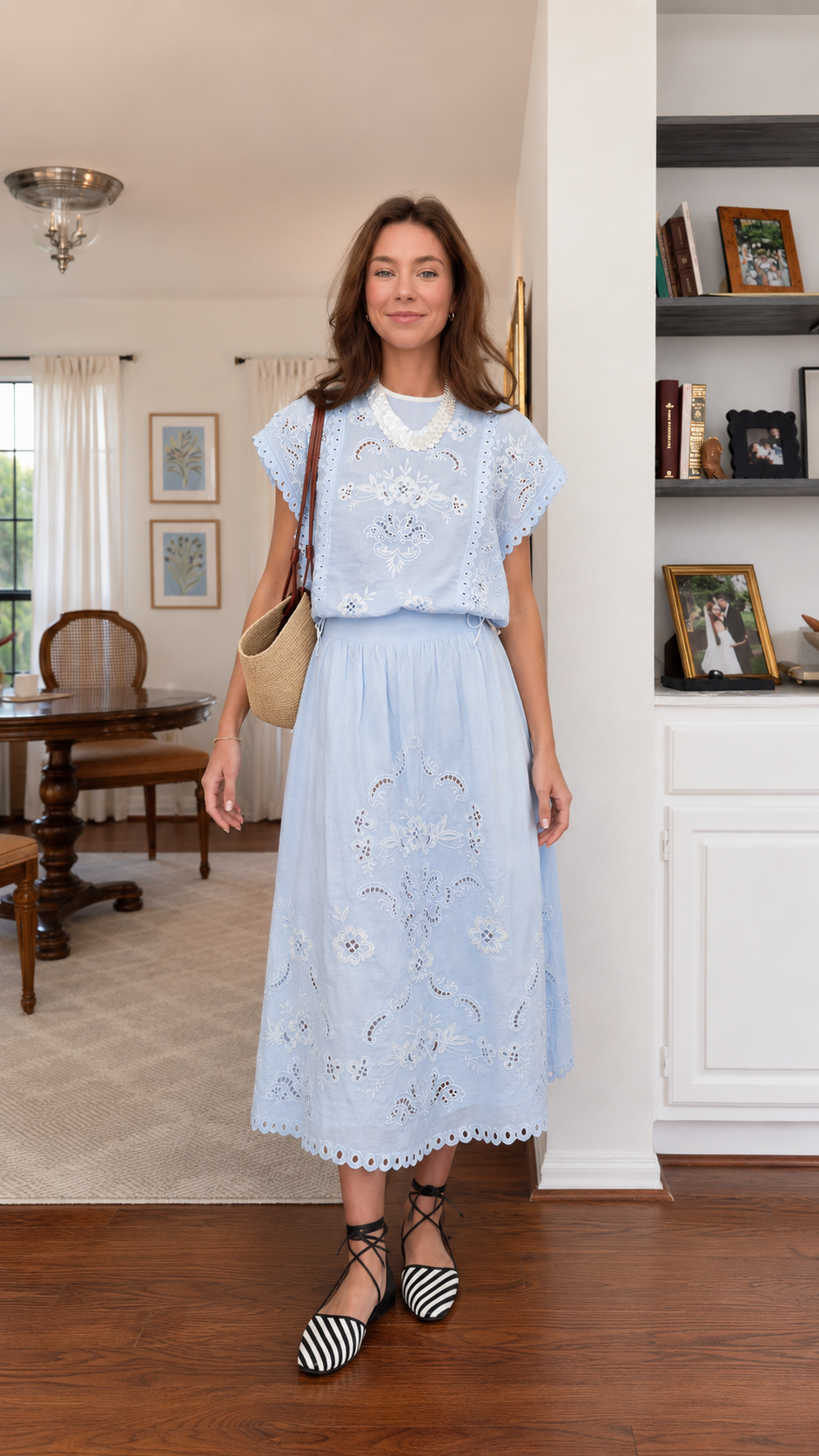 Eyelet Embroidery Two Piece Set
