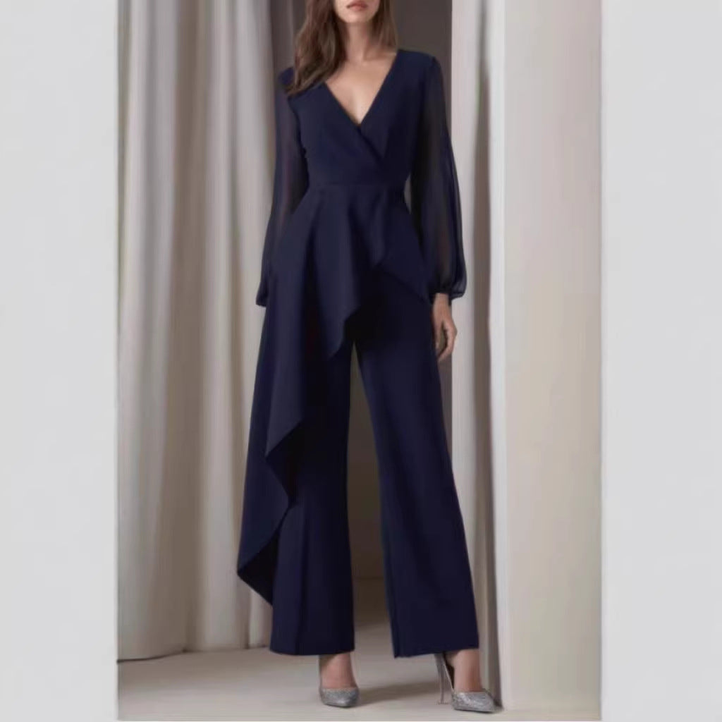 Elegant Chic Casual Jumpsuit In Navy Blue
