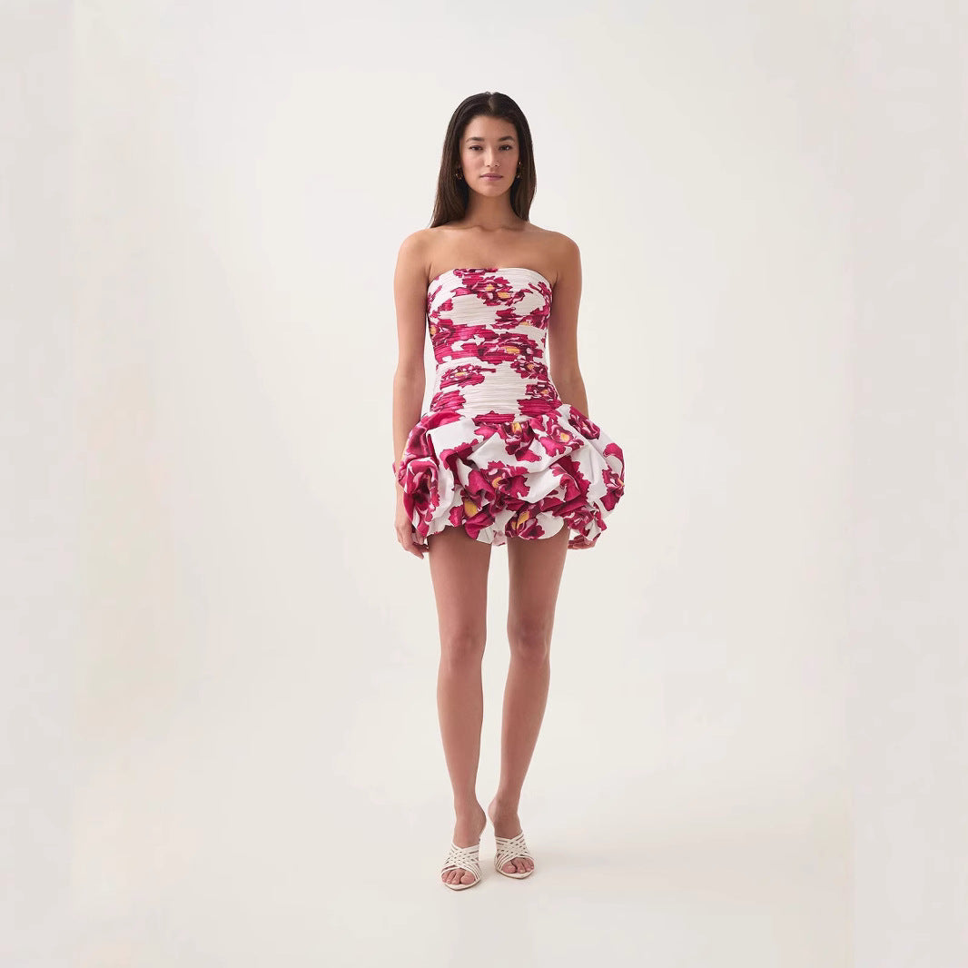 Strapless Pleated Playful Short Mini Dress