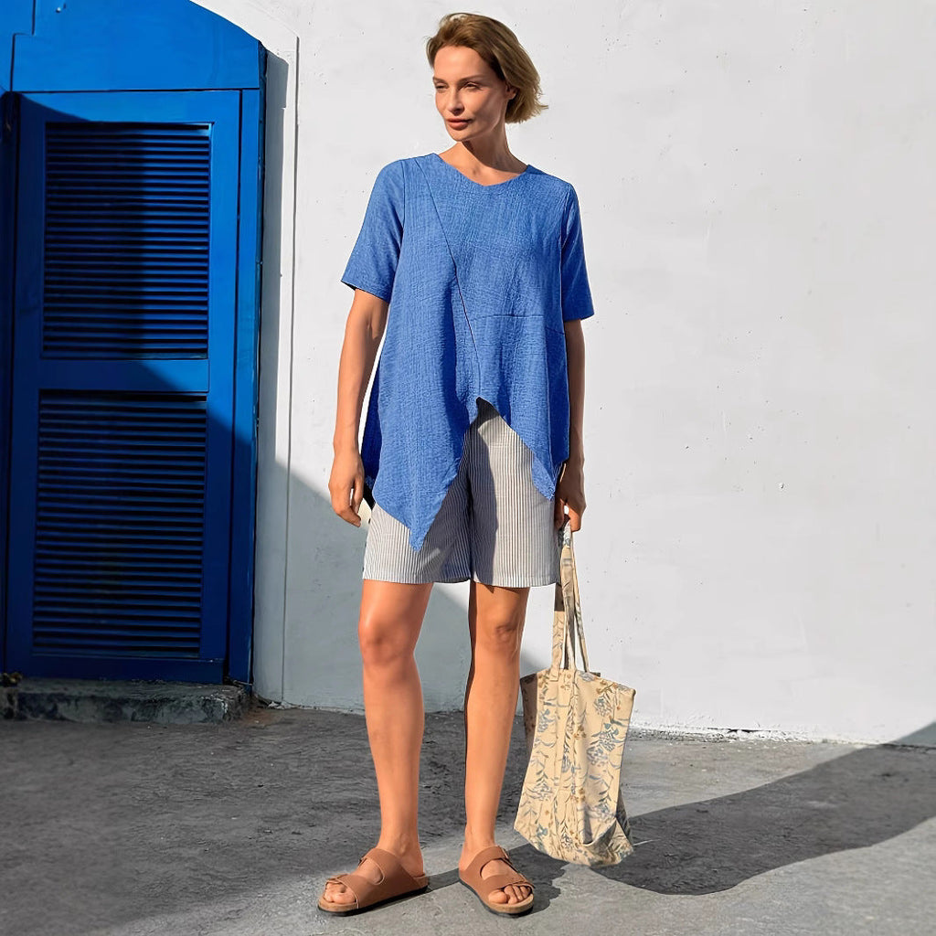 Women's Casual Loose Round Neck Short Sleeve