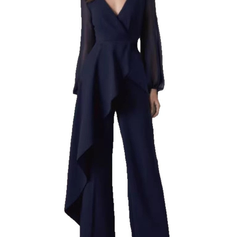 Elegant Chic Casual Jumpsuit In Navy Blue